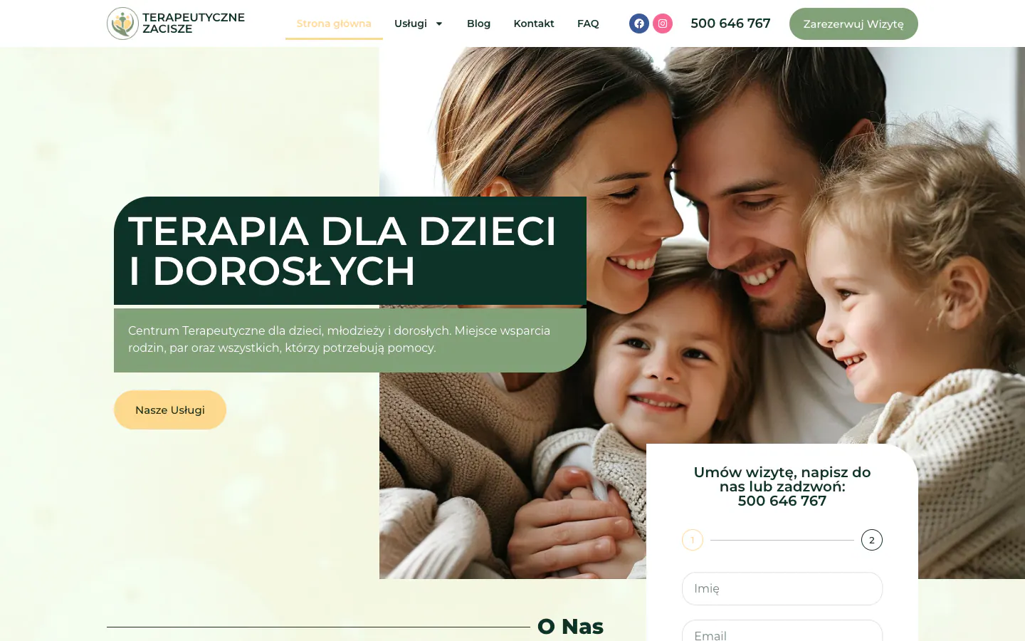 Projekt strony centrum terapeutycznego Terapeutyczne Zacisze w Warszawie