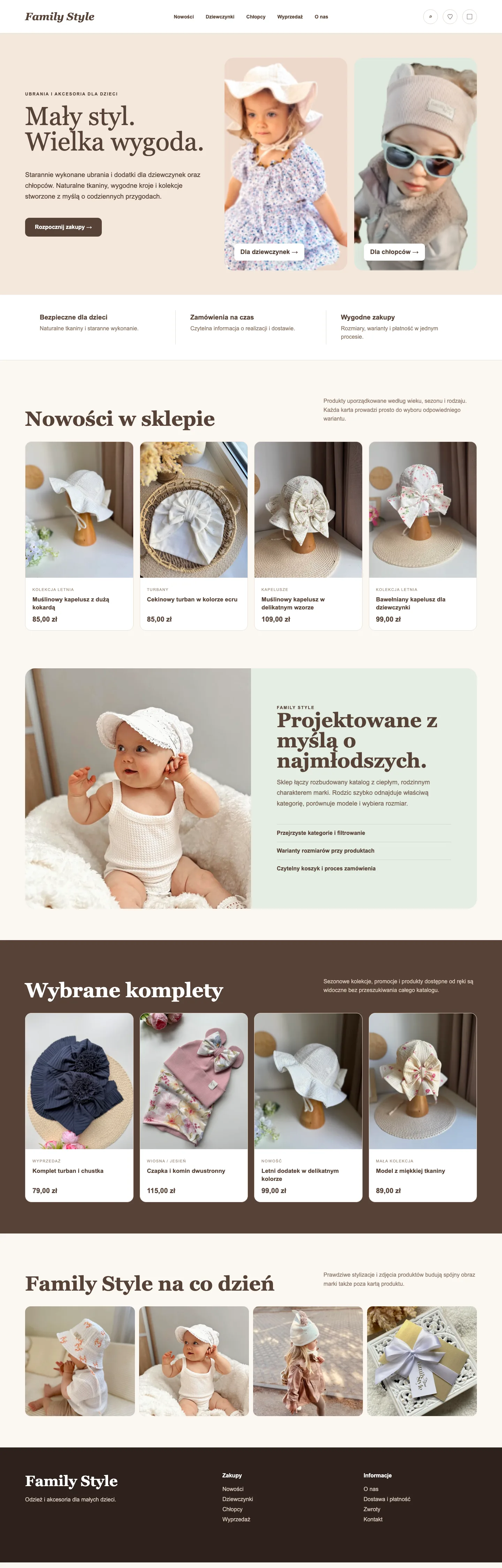 Pełny widok strony internetowej Family Style