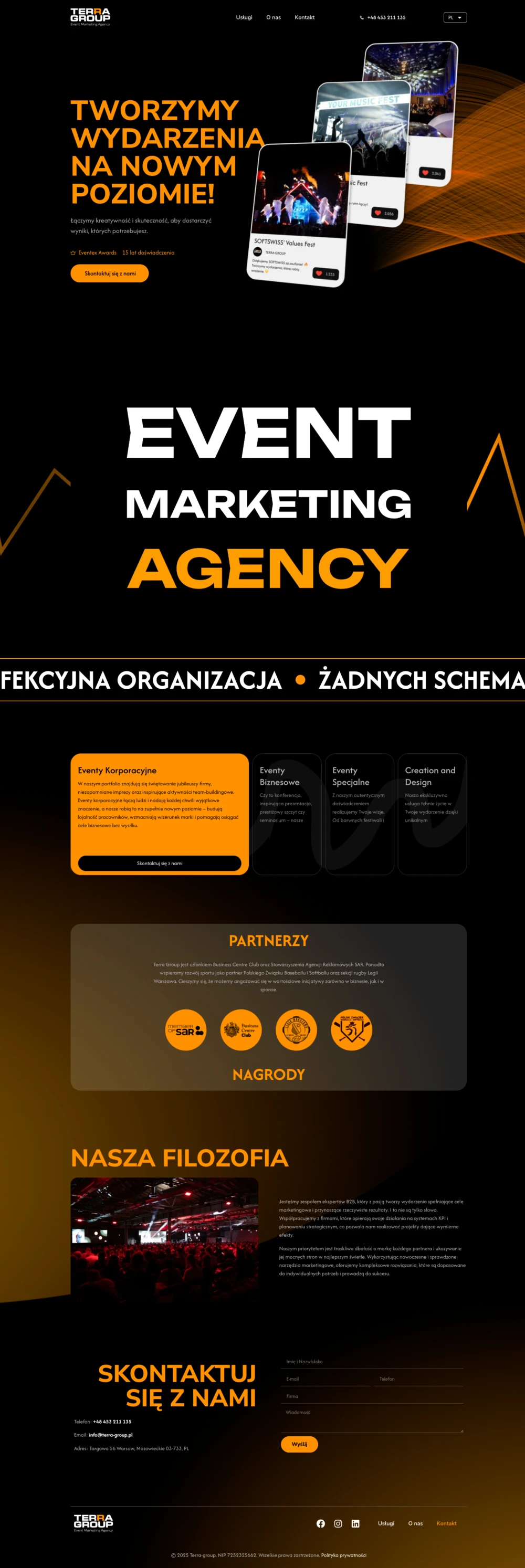 Oferta wydarzeń korporacyjnych i biznesowych na stronie Terra Group