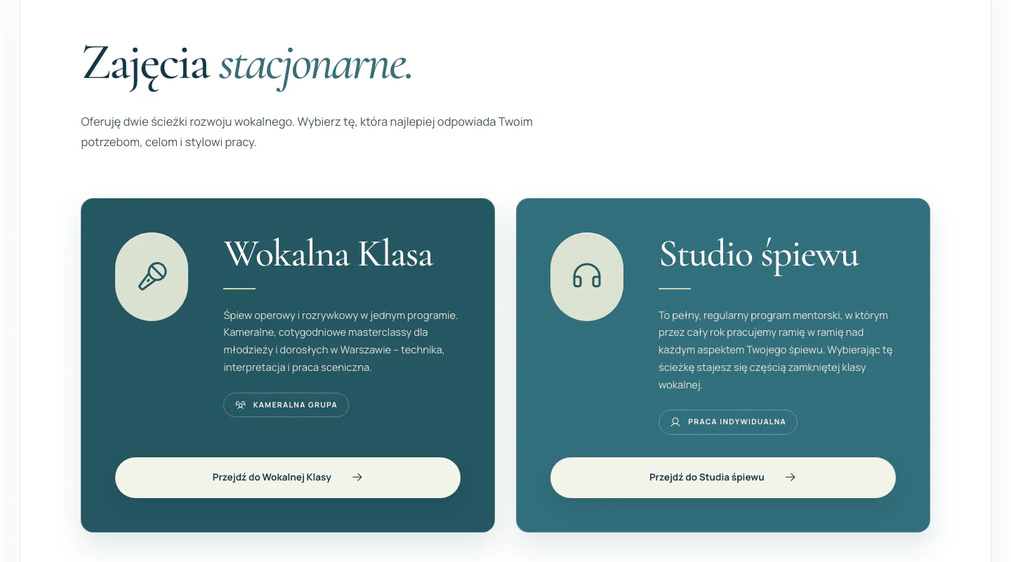 Zajęcia wokalne i produkty cyfrowe w serwisie Utracka-Skoczeń